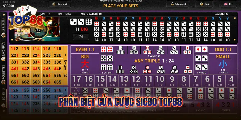 phân biệt cửa cược sicbo top88